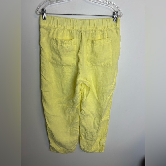 PureJill Garment Died 100% Linen Butter Yellow Pull on pants Size S Natural - Picture 8 of 13